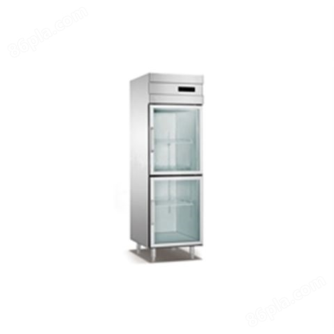 厨房两门立式不锈钢玻璃门冷柜