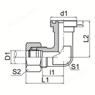 90°弯公制螺纹卡套式 / 重系列法兰ISO 6162-2 1DFS9
