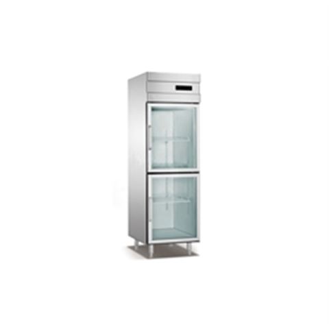 厨房两门立式不锈钢玻璃门冷柜